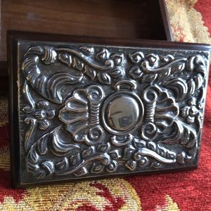 Vintage solid walnut higher than sterling (stamped 950) solid top.